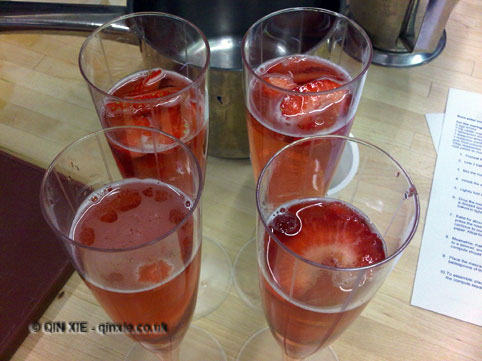 Strawberry champagne jelly at Leiths