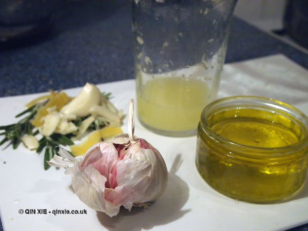 Garlic, rosemary, lemon juice and olive oil