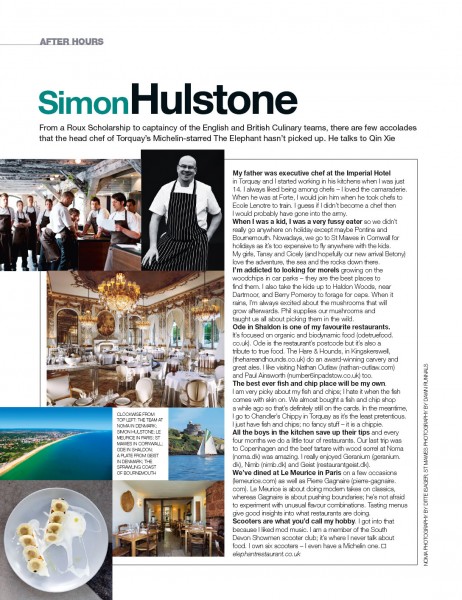 Simon Hulstone in Food and Travel