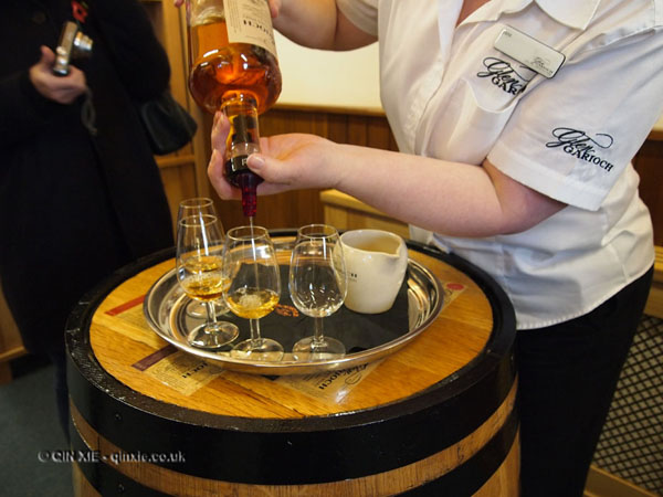 Pouring whisky at Glen Garioch